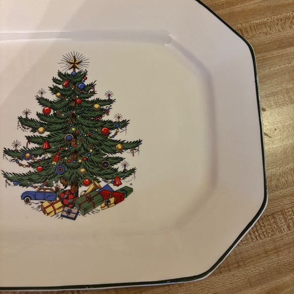 Cuthbertson 13" Rectangle Christmas Tree Serving Platter Narrow Green Line - Picture 5 of 7